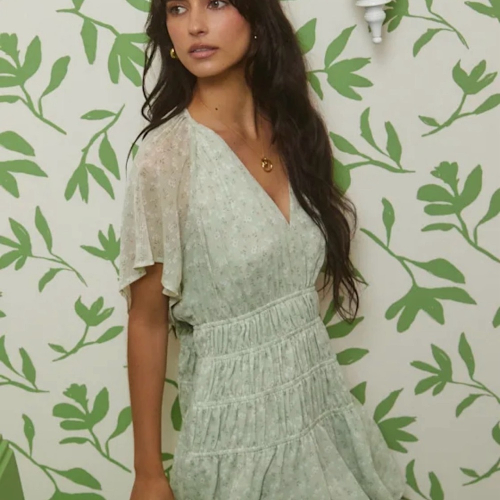 Elegant Green Floral Dress